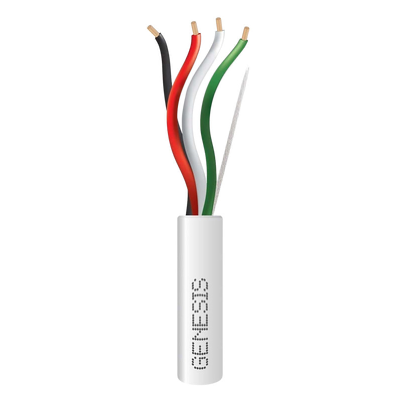 Bobina de 152 Metros / Cable de Cobre / 4 x 18 AWG / Riser / Para Interior / Color Blanco / Para Aplicaciones de Alarmas de Intrusión/Control de Acceso/ Automatización / Interfonos y Tv Porteros