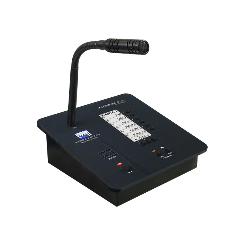 CONSOLA DE AVISOS MULTIZONA IP CON DISPLAY MICRÓFONO Y GRABADOR DE MENSAJES