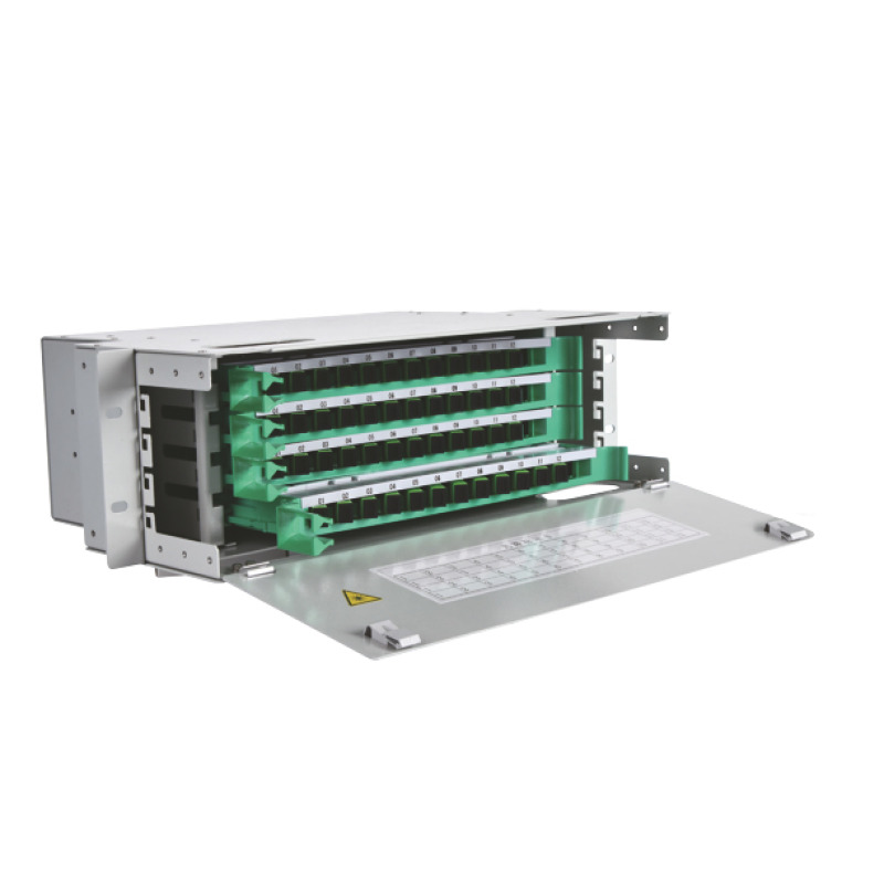 Distribuidor de Fibra Óptica para 144 empalmes con 144 acopladores SC/APC y 144 pigtails 19 5 UR