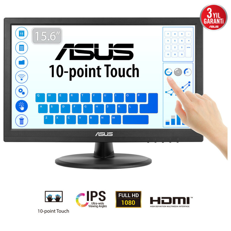 MONITOR TOUCH ASUS VT169HE /15.6 /1920X1080 /TR 5MS /HDMI /VGA /VESA