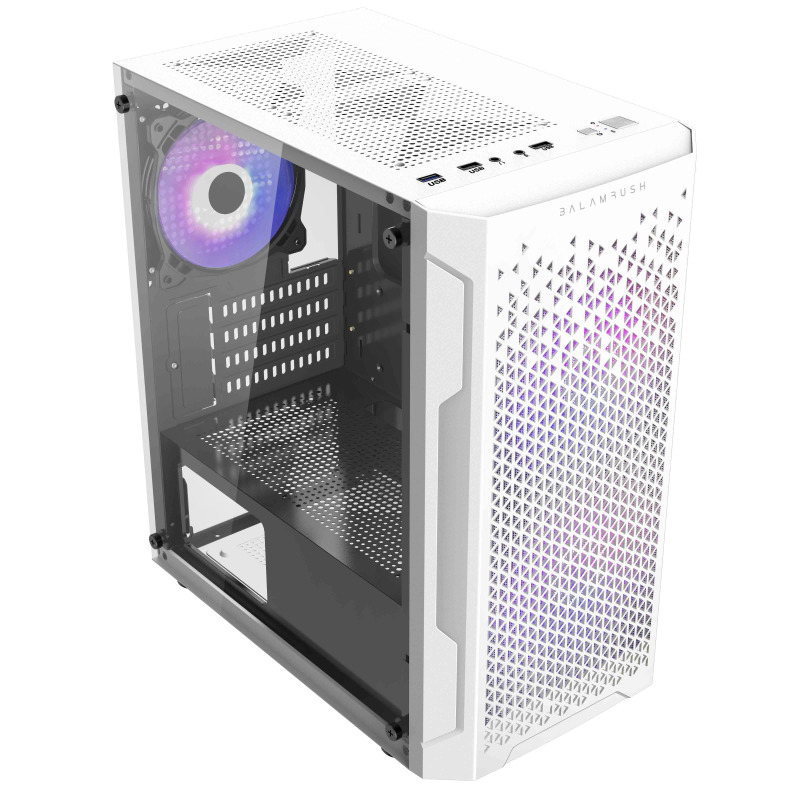 GABINETE GAMER BALAM RUSH ARTIC GI725 / MINI TORRE / MICRO ATX, MINI ITX / VENTILADOR RGB / PANEL CRISTAL TEMPLADO, METAL / BLANCO / BR-936125