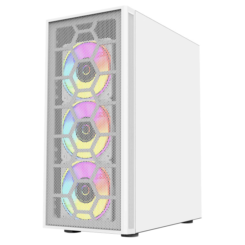 GABINETE BALAM RUSH DRAGONFLY MESH GM740 / MEDIA TORRE / ATX - MICRO ATX - MINI ITX / PANEL CRISTAL TEMPLADO/ ILUMUMINACION RGB / VENTILADOR RGB INCLUIDO / BLANCO / BR-935999