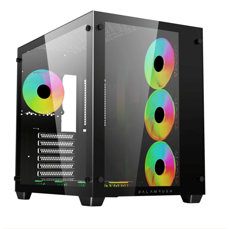 GABINETE GAMER BALAM RUSH TANK PRO GM930 / ATX - MINI TORRE / MICRO ATX - MINI ITX / PANEL CRISTAL TEMPLADO REMOVIBLE / VENTILADOR RGB / MALLA METALICA / 2 X SSD - 2 X HDD / NEGRO / BR-935944