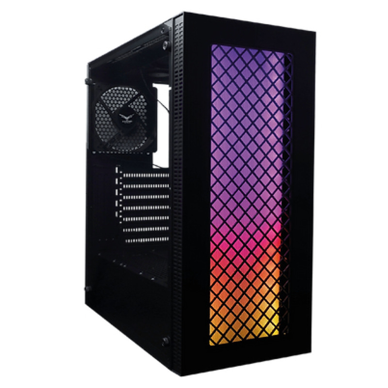 GABINETE EVOTEC (EV-1020) BEIJING,MICRO ATX,SIN FUENTE,2*USB 2.0,1*USB 3.0,3*FAN,RGB,CRISTAL T,NEGRO