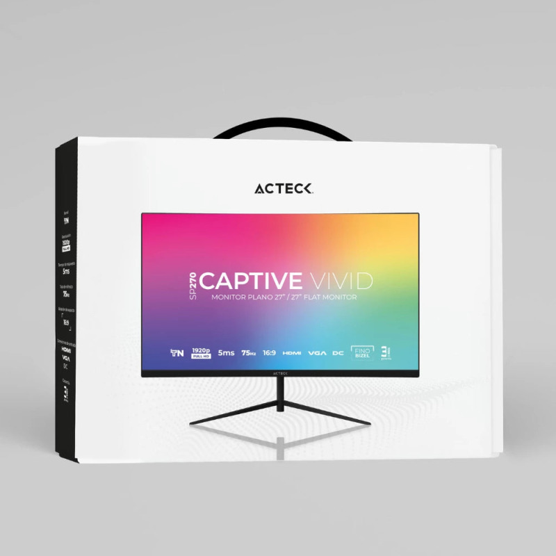 MONITOR ACTECK CAPTIVE VIVID SP270 / 27 PUL / PLANO / 1920P FULL HD / FLAT TN / 75 HZ / 5 MS / BIZEL FINO / VGA + HDMI + DC / NEGRO / AC-935845 image 6