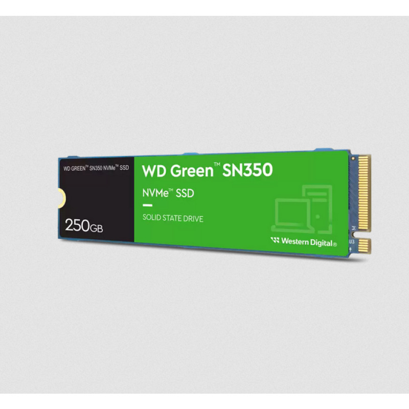 UNIDAD DE ESTADO SOLIDO SSD INTERNO WD GREEN SN350 250GB M.2 2280 NVME PCIE GEN3 LECT.2400MBS ESCRIT.1500MBS PC LAPTOP MINIPC WDS250G2G0C