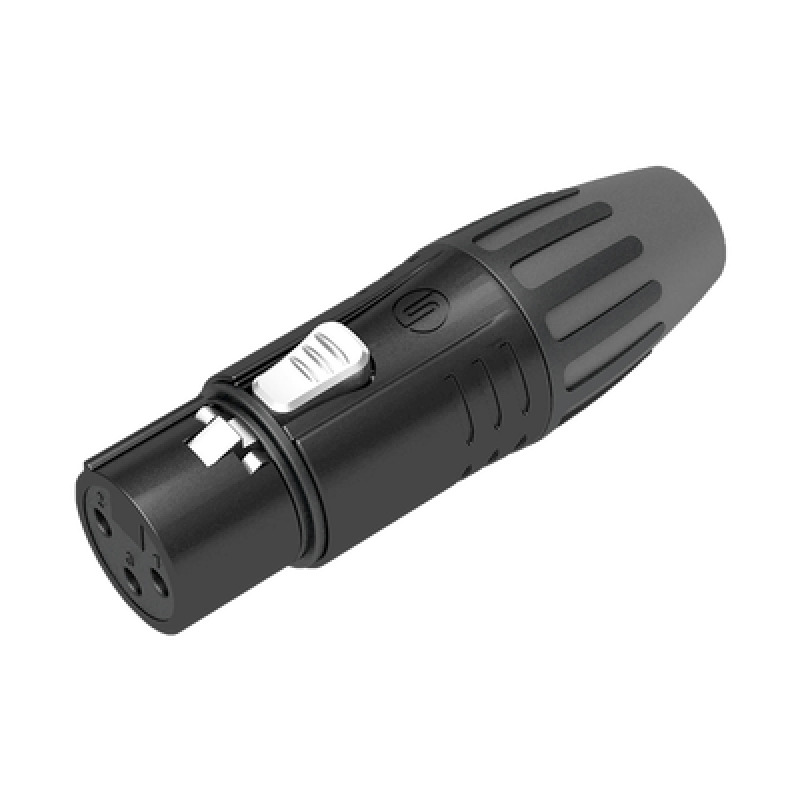 Conector XLR hembra | Carcasa Enchapada en Negro | Contactos Enchapados en Plata |