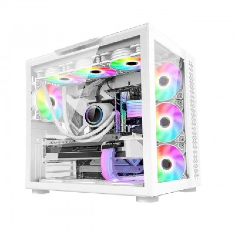 GABINETE GAME FACTOR CSG700 ATX FISHTANK, DOBLE CRISTAL, USB 3.0, S/FTE, BLANCO