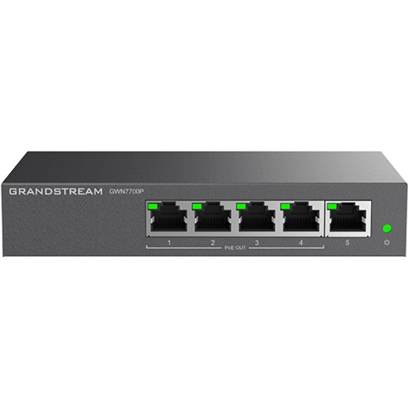 Switch PoE Gigabit No Administrable / 5 puertos 10/100/1000 Mbps / 4 puertos PoE / hasta 60W