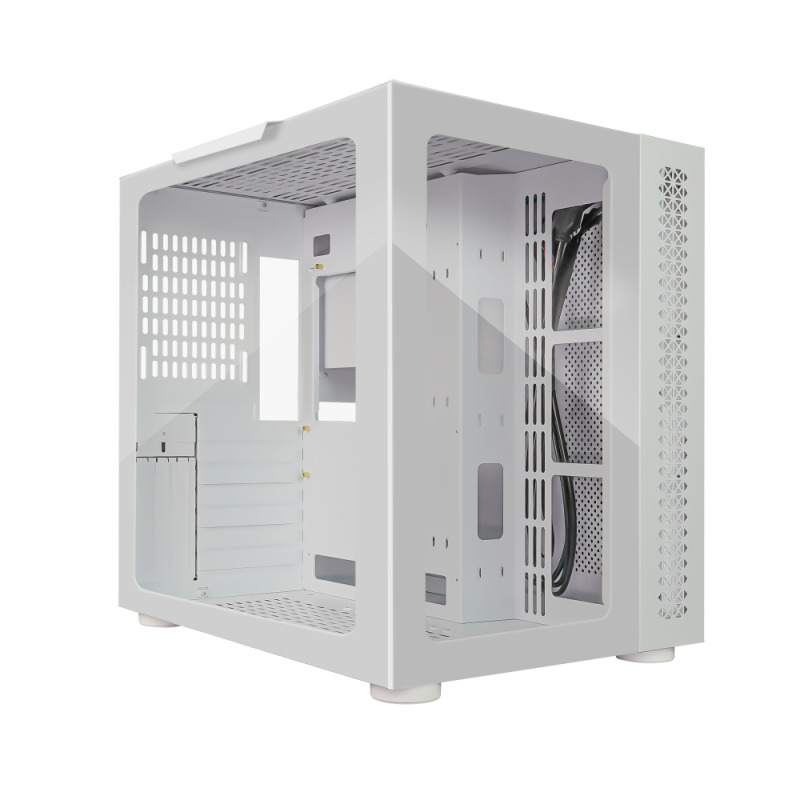 GABINETE GAME FACTOR CSG700 ATX FISHTANK, DOBLE CRISTAL, USB 3.0, S/FTE, BLANCO