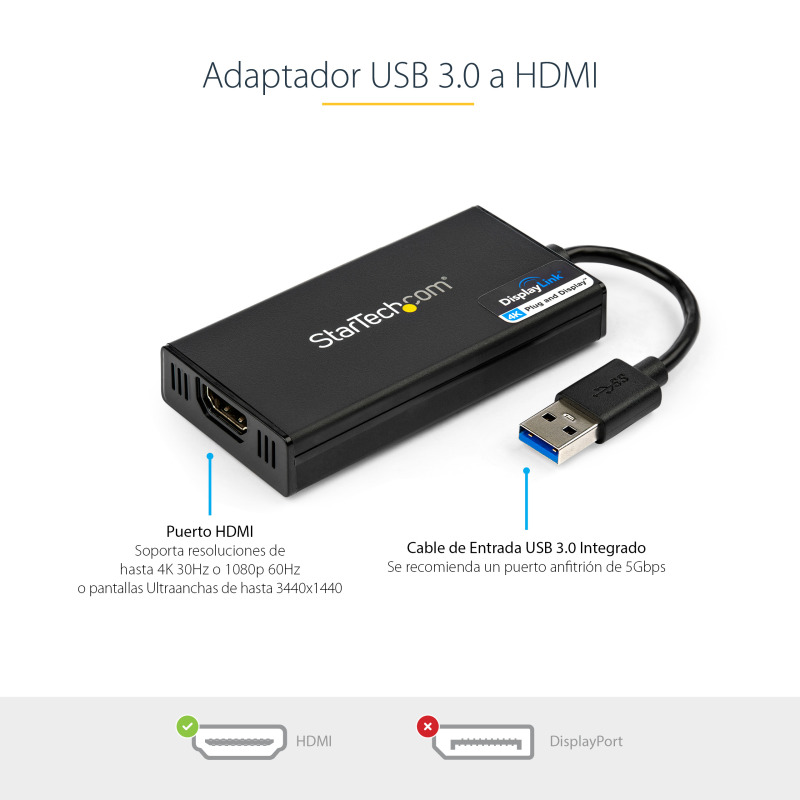 ADAPTADOR GRAFICO EXTERNO USB 3.0 A HDMI STARTECH.COM - ULTRAHD 4K 30HZ - CERTIFICADO DISPLAYLINK - CONVERTIDOR USB-A A HDMI PARA MONITOR - TARJETA GRAFICA EXTERNA DE VIDEO - MAC Y WINDOWS image 6