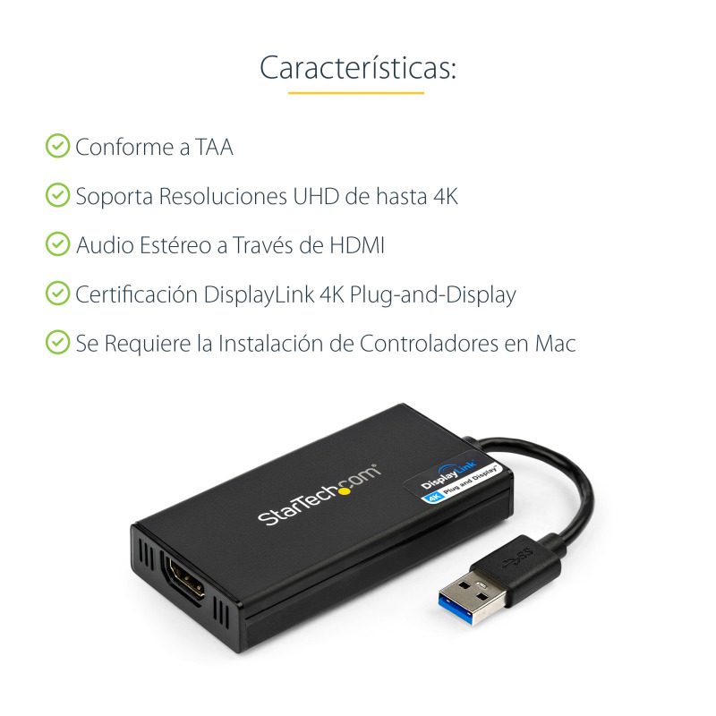 ADAPTADOR GRAFICO EXTERNO USB 3.0 A HDMI STARTECH.COM - ULTRAHD 4K 30HZ - CERTIFICADO DISPLAYLINK - CONVERTIDOR USB-A A HDMI PARA MONITOR - TARJETA GRAFICA EXTERNA DE VIDEO - MAC Y WINDOWS image 8