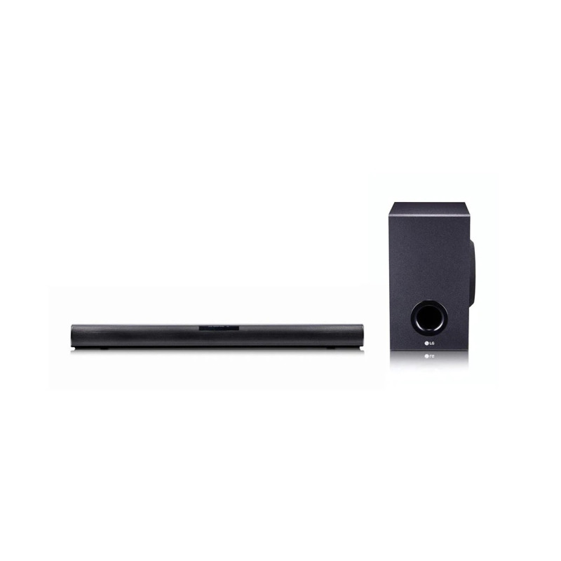 LG SOUND BAR SUBWOOFER, 2.1 CANALES, BLUETOOTH,1600W RMS , WOOFER LEVEL -15-6DB,NEGRO