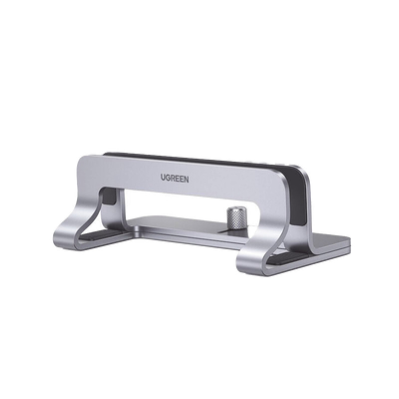 Soporte Vertical para Laptop / Adecuado para escritorio / Anchura Ajustable 1226mm / Amplia compatibilidad / AntiArañazos / AntiDeslizante /Ajustable Mediante Tornillos / Color Plata / Aluminio  Silicona