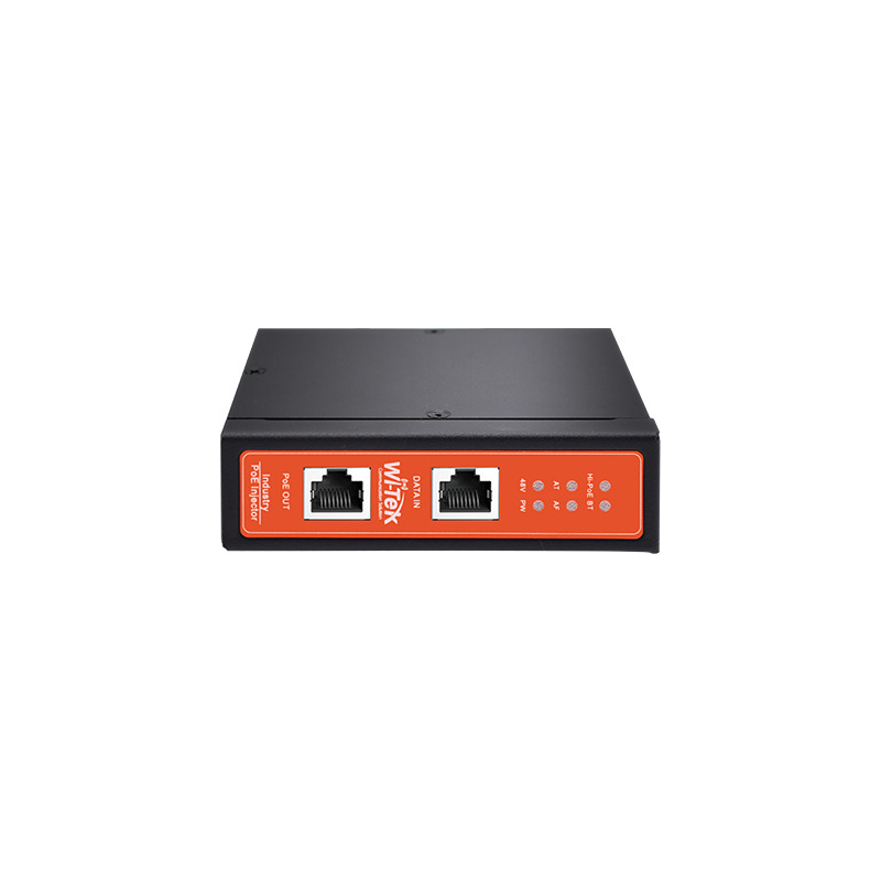 Inyector PoE Industrial / DC entrada 1257V / PoE salida de Hasta 90W / Carcasa de Metal / Riel DIN / Aplicaciones CCTV