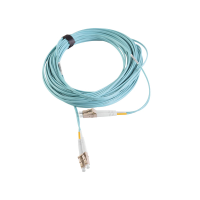 Jumper de Fibra Óptica Multimodo 50/125 XGLO OM3 LCLC Duplex OFNR Color Aqua 10 Metros