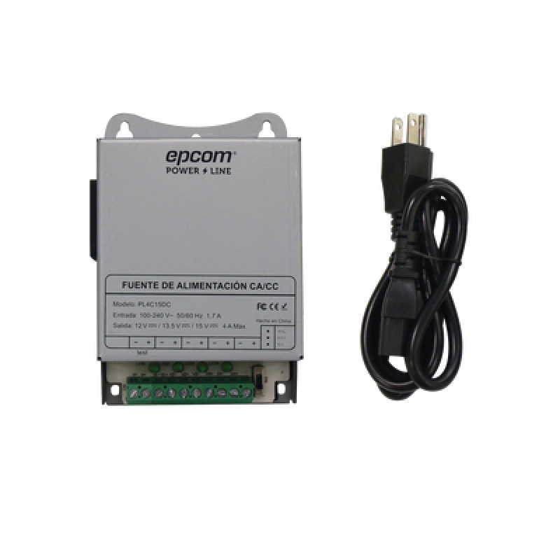 Fuente de Poder Metálica / Para 4 Cámaras / Ajustables a 12 o 135 o 15 Vcc / 4 Amperes / Instalación en Pared image 3