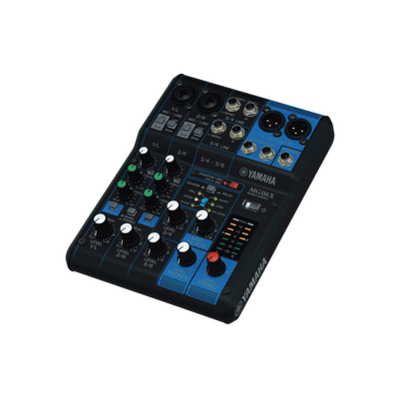 Mezcladora de Audio | 6 Canales | 2 entradas de micro/6 de línea 2 mono  2 estéreo | Efectos Integrados | Alimentación Phantom