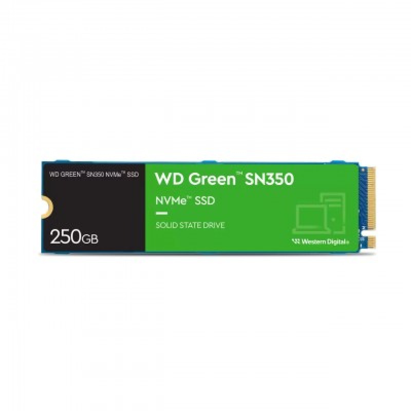 UNIDAD DE ESTADO SOLIDO SSD INTERNO WD GREEN SN350 250GB M.2 2280 NVME PCIE GEN3 LECT.2400MBS ESCRIT.1500MBS PC LAPTOP MINIPC WDS250G2G0C