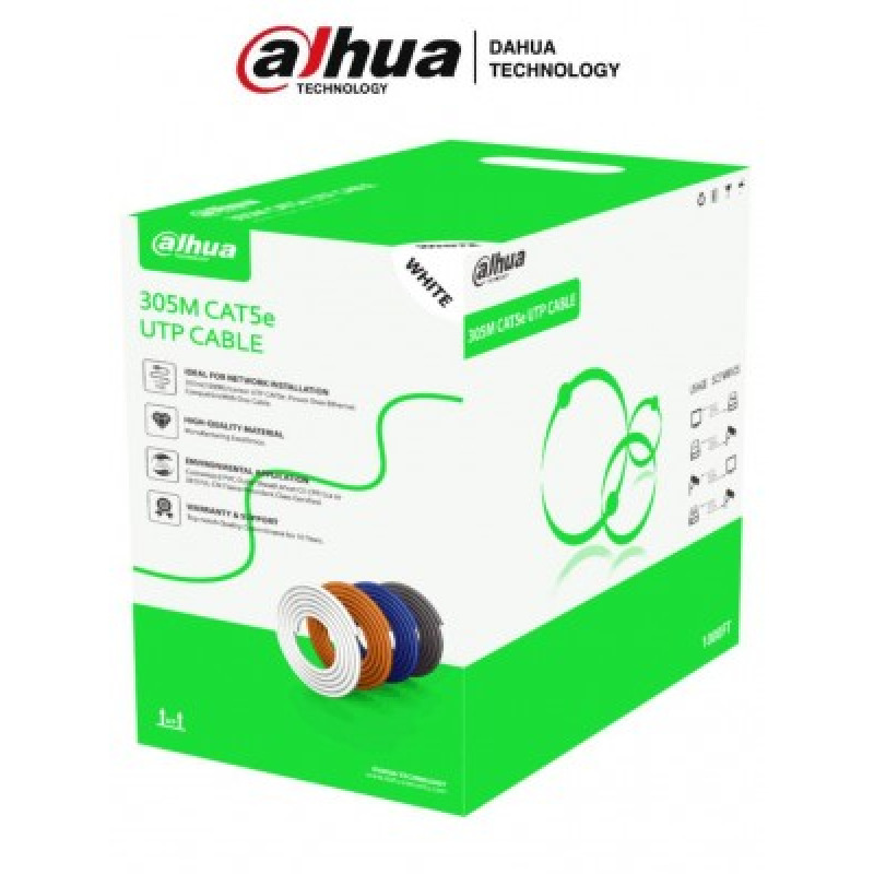 BOBINA/ DAHUA/ PFM922I-5EUN-C/ BOBINA DE CABLE UTP CAT5E/ CCA/ 305 METROS/COLOR BLANCO/ USO INTERIOR/ CUBIERTA DE FR-PVC (ROHS COMPLIANT) image 2