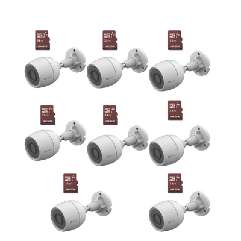 Kit de Camaras WiFi Incluye 8 Piezas CSH3C y 8 Piezas HSTFE1/32G /  Detección de Movimiento