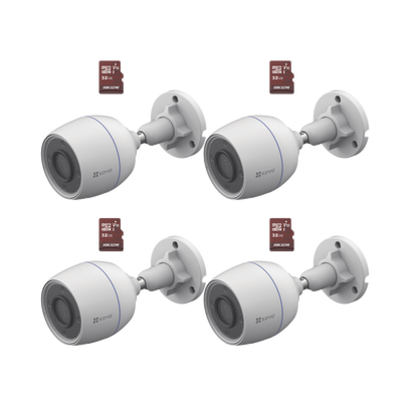 Kit de Camaras WiFi Incluye 4 Piezas CSH3C y 4 Piezas HSTFE1/32G  / Detección de Movimiento