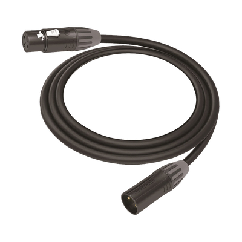 Cable XLR | 3 polos | Conector HembraMacho | Serie M | Carcasa Negra | Contactos Dorados | Ideal para Microfonía | Longitud 10m