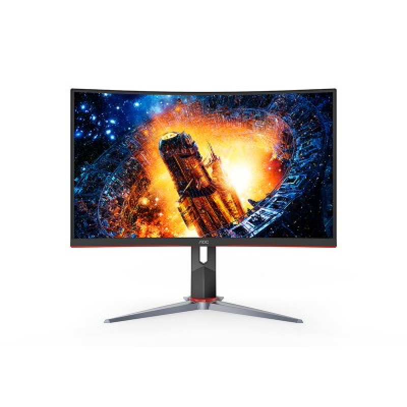 MONITOR AOC GAMER CURVO 23.6 / NEGRO - ROJO / PANEL VA / HDMI VGA DISPLAYPORT / ASPECTO 16:9 / TR 1 MS / AMD FREE SYNC / 165 HZ / RESOLUCION 1920 X 1080 / 250 CD/M2 / 80 MILLONES A 1 / VESA 100X100