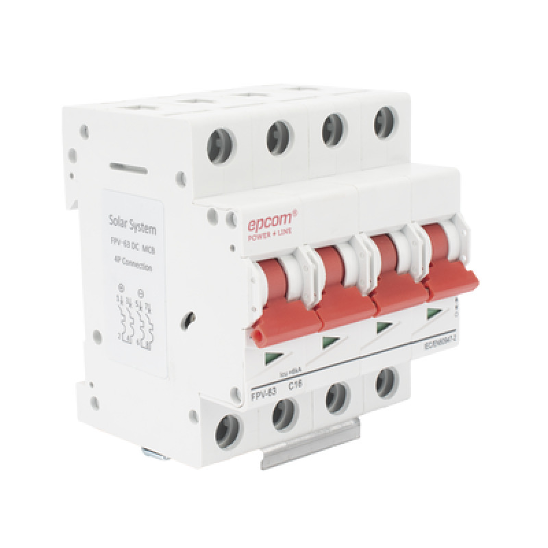 Protección Térmica 4P 16A  Corriente Directa  1000 Vcc para Aplicación Fotovoltaica Montaje Riel DIN