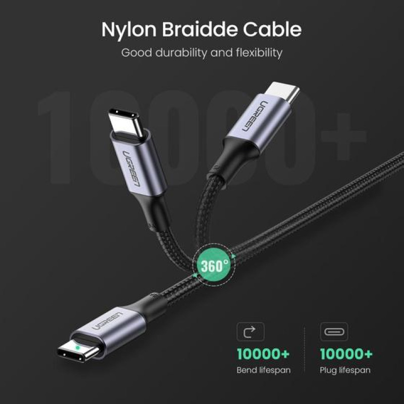 Cable USBC a USBC | 2 Metros | Carga Rápida de hasta 100W | Transferencia de datos 480 Mbps | PD30 | QC40/30/20 | FPC | AFC | Protección Integrada| Caja de Aluminio | Nylon Trenzado | Amplia Compatibilidad | Color Negro image 8