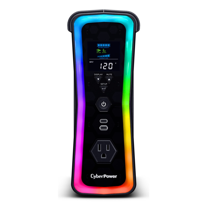 UPS CYBERPOWER GX150C2 1500VA 1000W 120V PFC ACTIVO RGB PANEL LCD USB-CX2