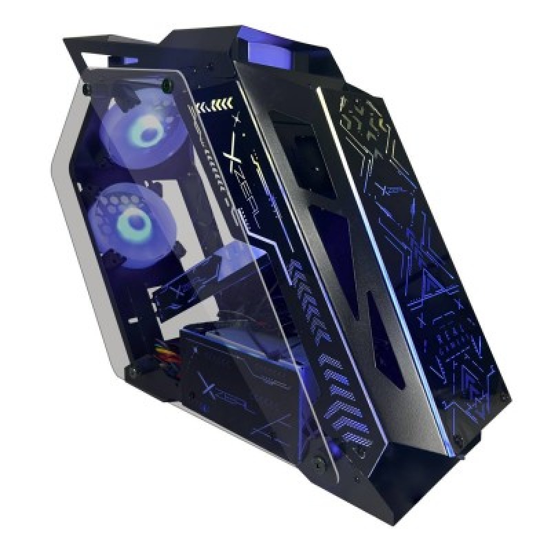 GABINETE XZEAL (XZGAIRRGBB) IRO2, MICRO ATX, PANELES DE VIDRIO Y METAL, 4*VENTILADOR ARGB, NEGRO