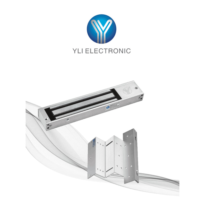 YLI YM180NLEDPACK - Paquete de Cerradura Magnética YM180NLED y Soporte de Fijación tipo ZL / Fuerza de Sujeción 180kg (350LB) / Para puertas de madera, vidrio y metálicas