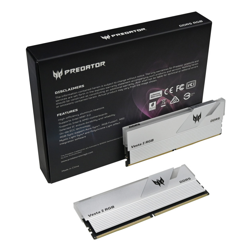 MEMORIA DIMM DDR5 PREDATOR (BL.9BWWR.379) VESTA II, RGB, 32GB (2X16GB), PLATA, 6000 MTS, CL32 image 11