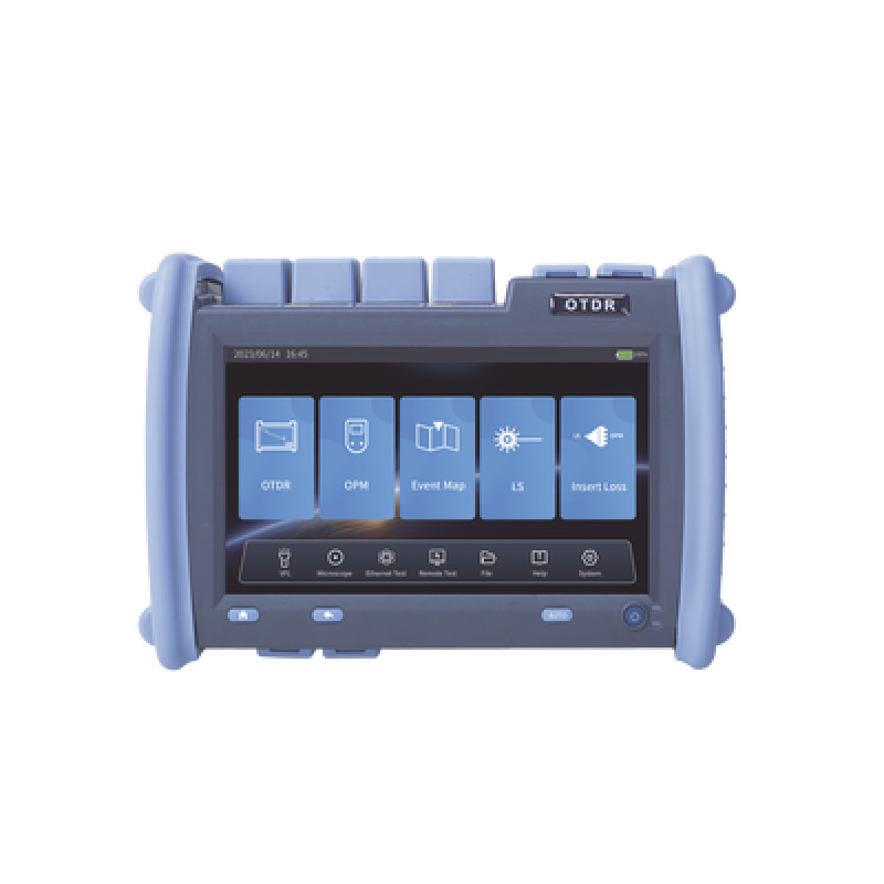 OTDR PRO de Alto Rendimiento para Enlaces de Fibra Óptica Monomodo y Multimodo / Longitudes de onda 850nm 1300nm 1310nm y 1550nm / Zona Muerta por Evento de 08 Metros / VFL 5mW / Distancia de prueba de hasta 420 km
