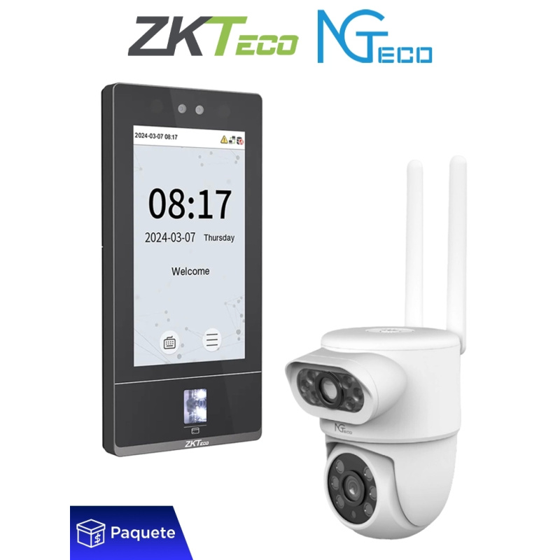 ZKTECO PAQSF7ANGNGSH01C8 – Paquete de Terminal de Control de Acceso y Asistencia Facial ZKTeco SenseFace 7A con Cámara PTZ WiFi 4 MP NGTeco NGSH01C8AN