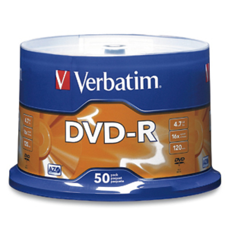 Torre de discos Virgenes Verbatim para DVD DVD-R 16x 4.7GB con 50 Piezas