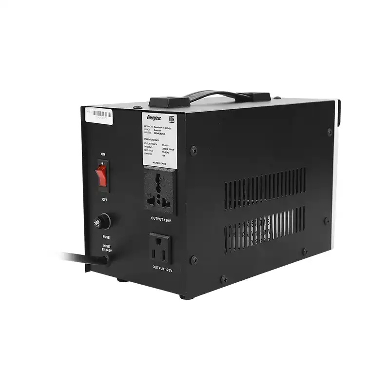 Regulador Energizer ERENRLB25VA de 2500 VA 1500 Watts línea blanca 2 contactos aterrizados 2 medidores digitales corriente 15A 90-145 V image 2