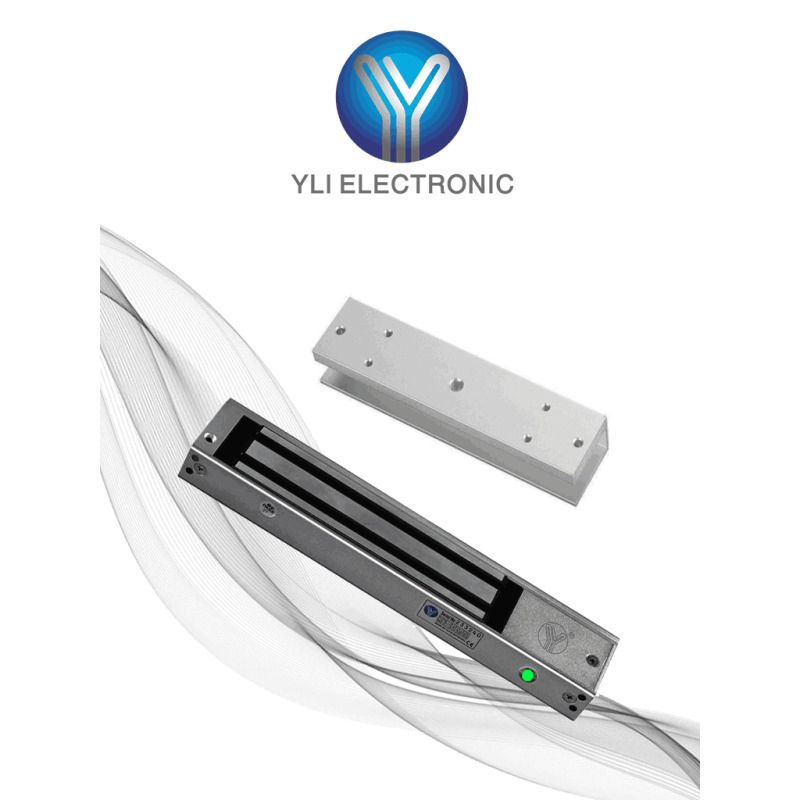 YLI YM280NLEDULPACK Paquete de Cerradura Magnética YM280NLED y MBK280UL para Puertas de Vidrio sin Marco / 280 kg (600 Lb) / Con Indicador Led