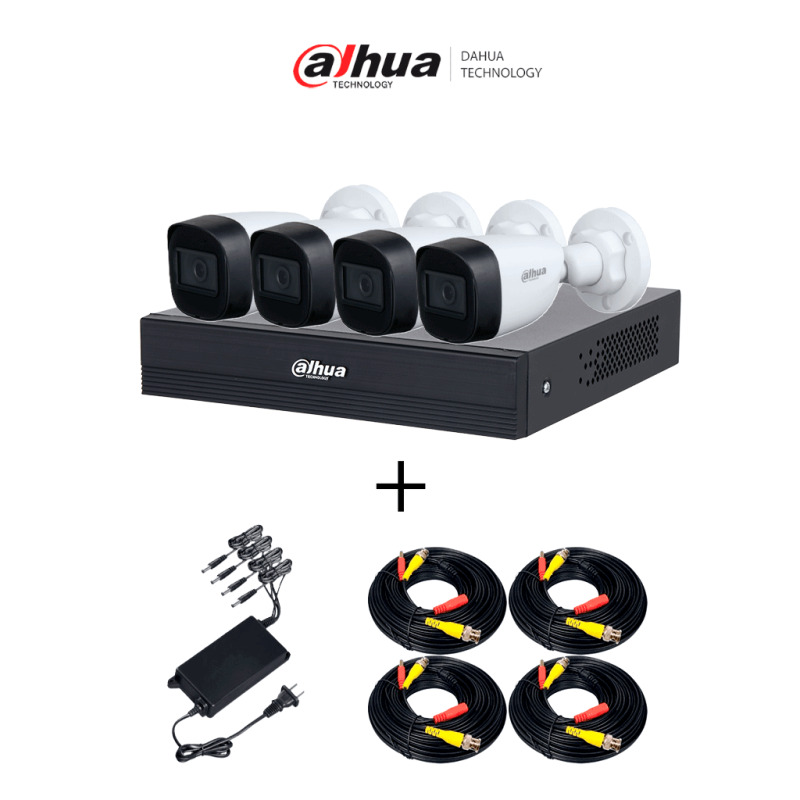 DAHUA PAQ-DH-XVR1B04-I-T-DH-HAC-HFW1200CN-A - Paquete Armado Dahua/ Incluye Grabador DH-XVR1B04-I-T/ 4 Cámaras DH-HAC-HFW1200CN-A-0280B-S5/ Fuente FUENTEKIT2NEWPULL/ Cable CABLEKIT