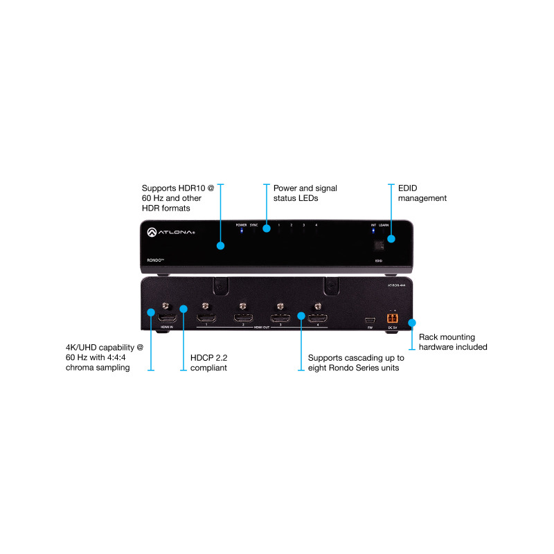 Amplificador de distribución HDMI de cuatro salidas image 4