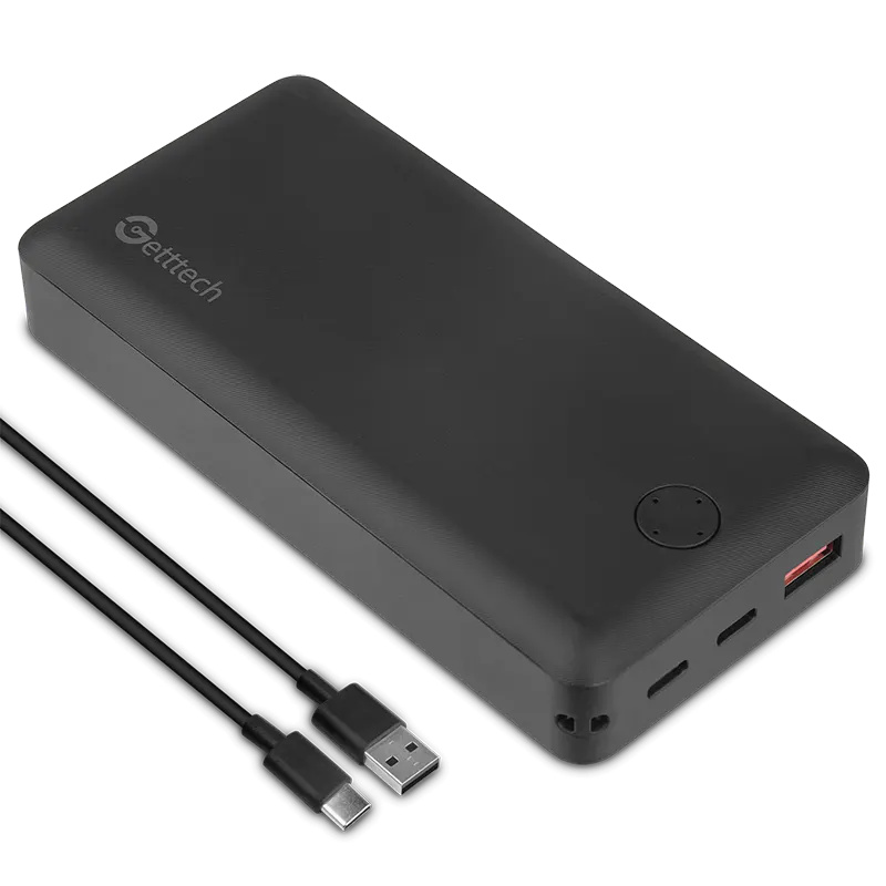 Getttech Power Bank Carga Rápida, 20,000 mAh, USB-C/USB-A - Modelo: GBN-E20FC-01