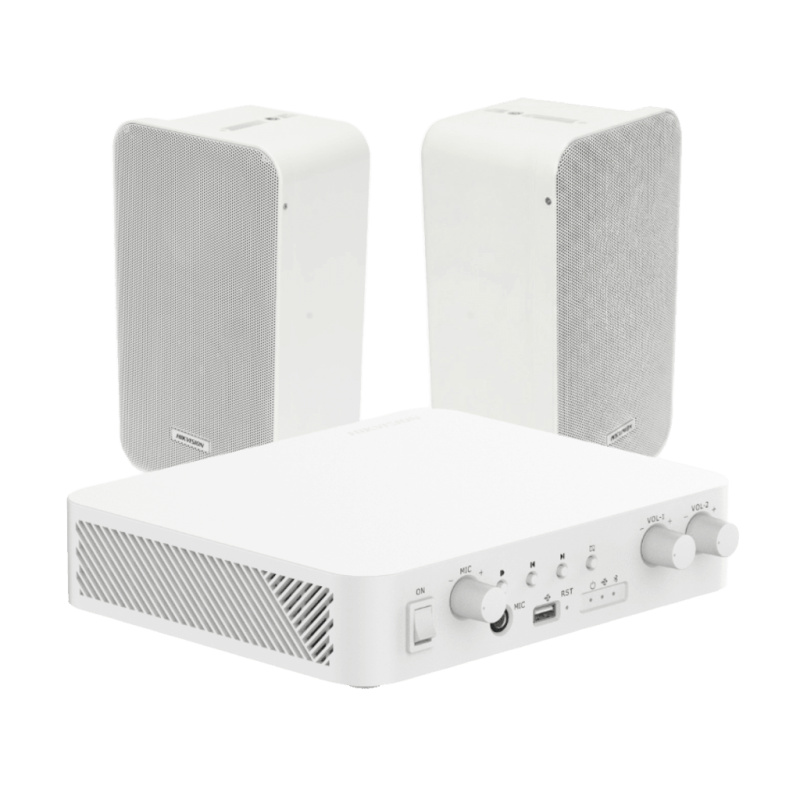 Kit de amplificador con bluetooth | 2 altavoces para pared | Sistema 100V |  2 Canales con Control de volumen Independiente |  Música Ambiental