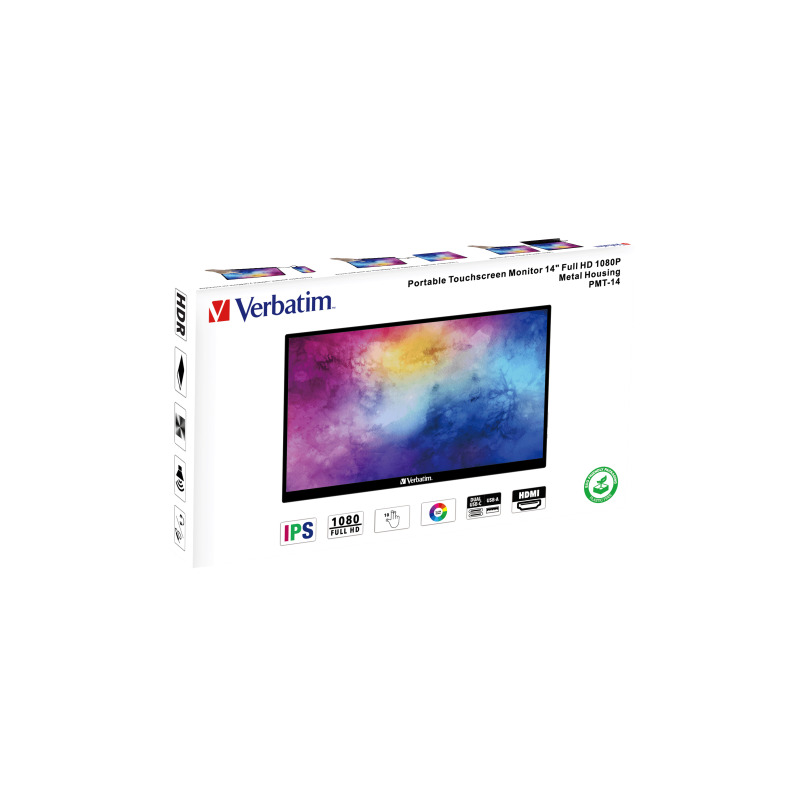 Monitor Tactil Verbatim 14 LED Portatil Resolucion 1920 X 1080 Full HD USB-C/HDMI Negro image 4