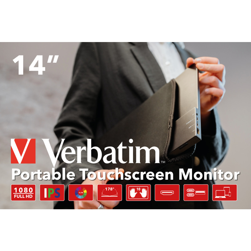 Monitor Tactil Verbatim 14 LED Portatil Resolucion 1920 X 1080 Full HD USB-C/HDMI Negro image 5