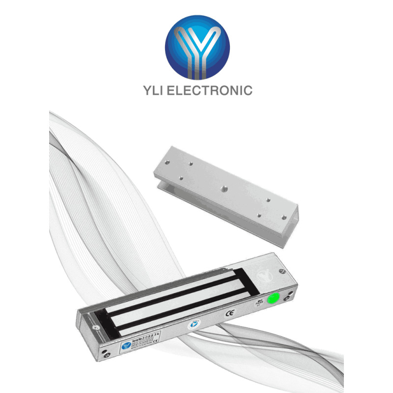  Paquete de Cerradura Magnética YM180NLED y MBK180UL para Puertas de Vidrio sin Marco / 180 kg (350 Lb) / Con Indicador Led