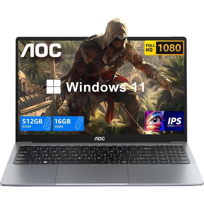 Laptop AOC AP15 / Intel Alder Lake N97 / 16 GB RAM DDR4 / 512 GB SSD / WiFi 5 / Bluetooth 42 / Windows 11 / Puertos USB 3032USBCHDMI