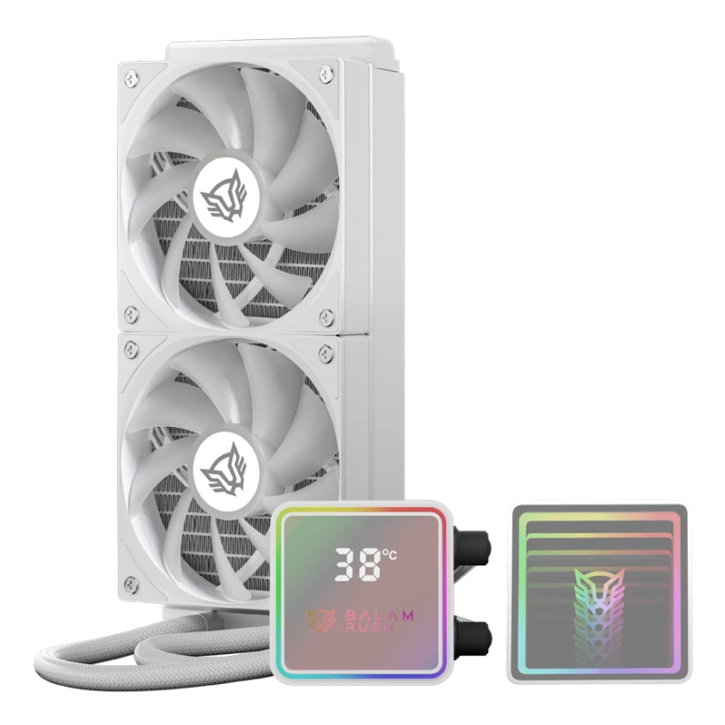 ENFRIAMIENTO LIQUIDO GAMER BALAM RUSH CRYO PRISM 240 ICE / 2 VENTILADORES / 120MM / RODAMIENTO CERAMICO / ARGB / 67.5 CFM / 1800 RPM / BLANCO / BR-944052