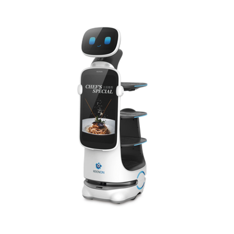 Robot Autonomo para Servicio de Meseros Ubicado por SLAM Laser / Mejora el Servicio al Cliente / Soporta 10 Kgs por Charola / Ideal para Restaurantes Cafeterias Hospitales Salones de Eventos Etc