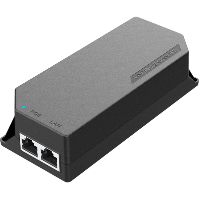 PoE Injector Grandstream 30W MultiGigabit / Compatible con IEEE 8023af/at / 1x 25Gbps RJ45 LAN IN / 1x 25Gbps RJ45 LAN OUT con PoE 30W / 100240VAC / 54VDC / PlugandPlay / FCC CE RCM IC